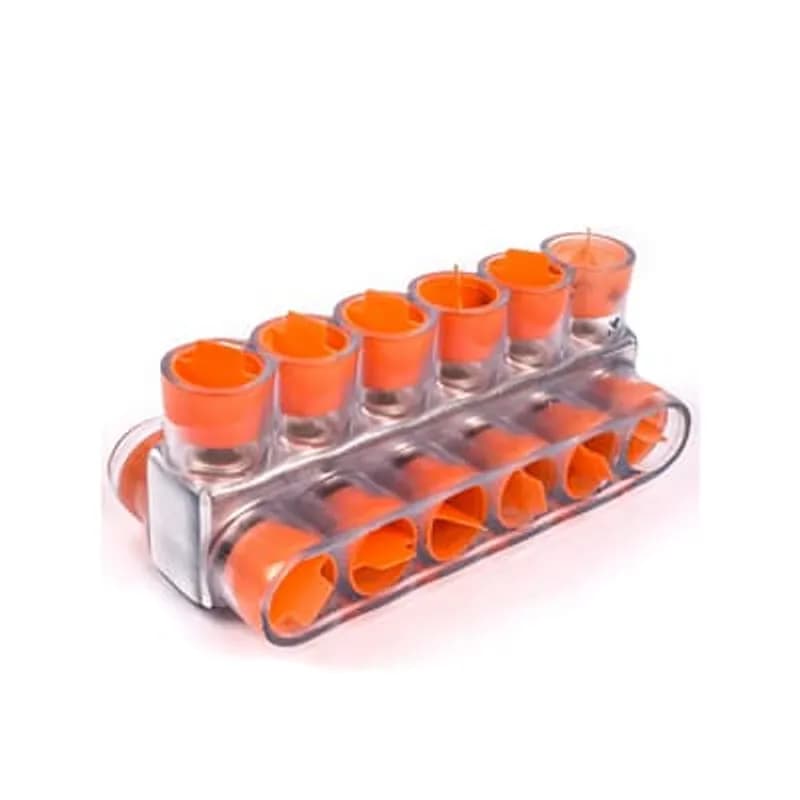 ABB - Installation Products CSB 350-7 - Aluminum Multi-Tap Encapsulated Cable Blocks, Two-Way Configuration, Wire Range 350 kcmil-10 Str, Hex Size 3/8 Inch, Length 7.31 Inches, Width 3.0 Inches, Height 2.50 Inches, Outlets 7, Clear Insulation