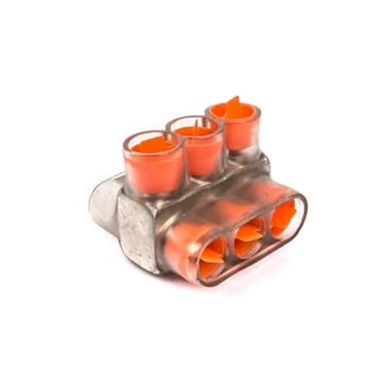 ABB - Installation Products CSB 500-3 - Aluminum Multi-Tap Encapsulated Cable Blocks, Two-Way Configuration, Wire Range 500 kcmil-4 Str, Hex Size 3/8 Inch, Length 3.99 Inches, Width 3.0 Inches, Height 2.75 Inches, Outlets 3, Clear Insulation