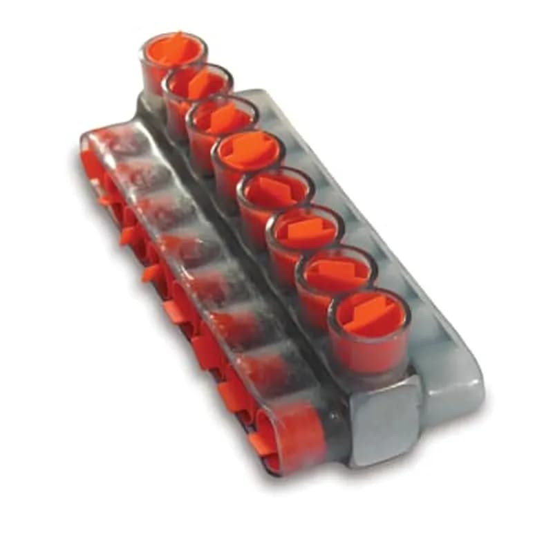 ABB - Installation Products CSB 500-7 - Aluminum Multi-Tap Encapsulated Cable Blocks, Two-Way Configuration, Wire Range 500 kcmil-4 Str, Hex Size 3/8 Inch, Length 9.08 Inches, Width 3.0 Inches, Height 2.75 Inches, Outlets 7, Clear Insulation