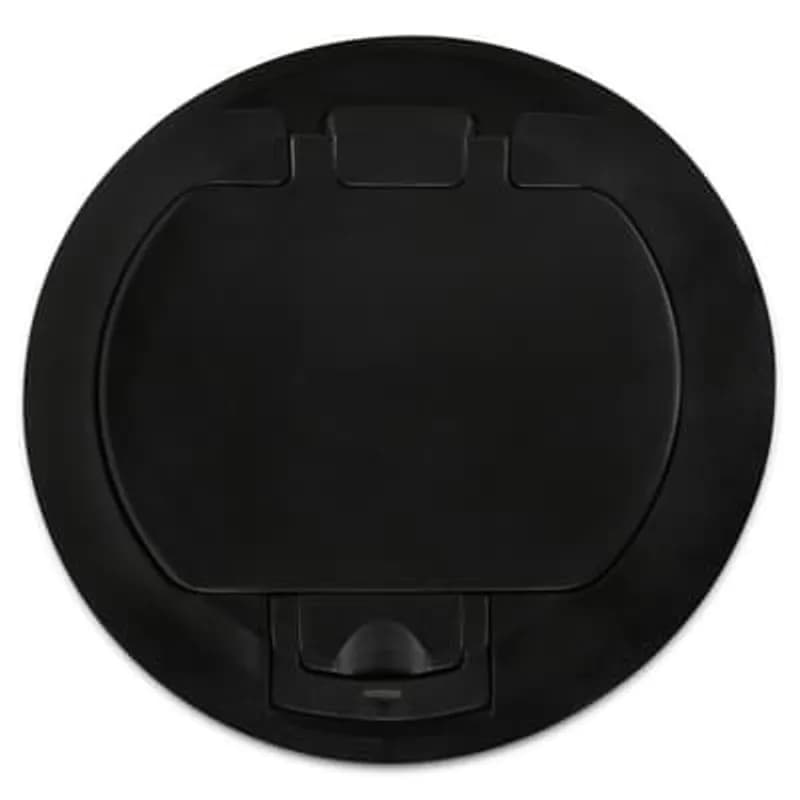 ABB - Installation Products 68-HP-FC-BLK - Flush Cover, Solid Aluminum with Black Powder Coated Finish, 1000 Pound Load Limit, For Flush Service Round Floor Box, 140 Cubic Inches, Opening Diameter 5-31/32 Inches, Base Diameter 8-1/8 Inches, Depth 6 Inches, 1 Inch and 1-1/2 Inch Conduit Hubs, Non-Metallic, Minimum Concrete Depth Flush 4 Inches Furniture Feed 3-1/2 Inches