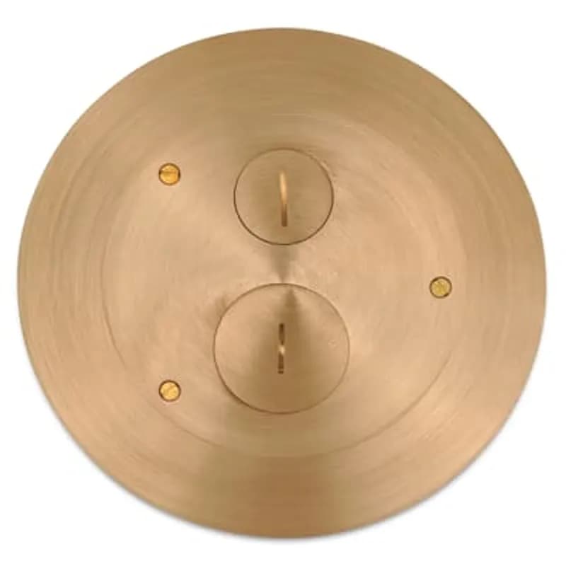Furniture Feed Cover, 8 Inch Flange Diameter, 1 Inch and 1-1/2 Inch Threaded Plugs, Solid Brass with Brushed Finish, For Flush Service Round Floor Box, 140 Cubic Inches, Opening Diameter 5-31/32 Inches, Base Diameter 8-1/8 Inches, Depth 6 Inches, 1 Inch and 1-1/2 Inch Conduit Hubs, Non-Metallic, Minimum Concrete Depth Flush 4 Inches Furniture Feed 3-1/2 Inches