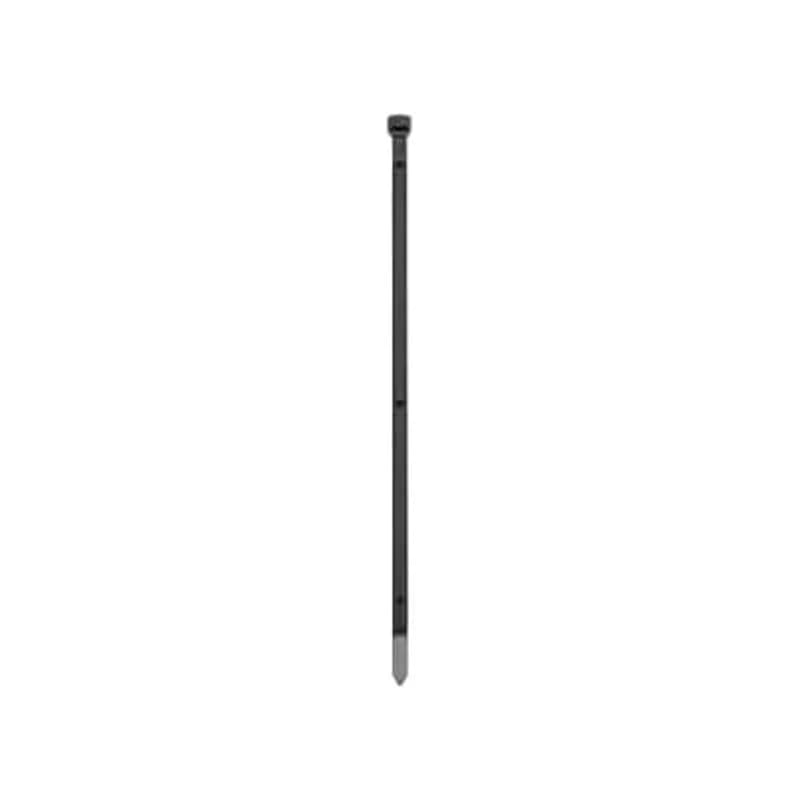 Twist Tail Cable Tie, Black Polyamide (Nylon 6.6) for Temperatures up to 85 Degrees Celsius (185 F), Weather and Ultraviolet Resistant for Indoor and Outdoor Applications, Length of 358mm (14.1 Inches), Width of 4.7mm (0.186 Inch), Thickness of 1.37mm (0.054 Inch), Tensile Strength Rating of 133 Newtons (30 Pounds), Maximum Bundle Diameter 101.6mm (4.0 Inches)