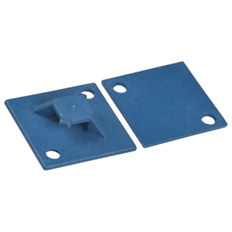 Four-Way and Two-Way Mounting Base With Open Leg Design, Detectable Blue Nylon 6.6 for Temperatures up to 65 Degrees Celsius (149 F), Length of 28.6mm (1.13 Inches), Width of 28.6mm (1.13 Inches), Height of 8.7mm (0.34 Inches),Self-Adhesive Mounting Method, Bulk Pack