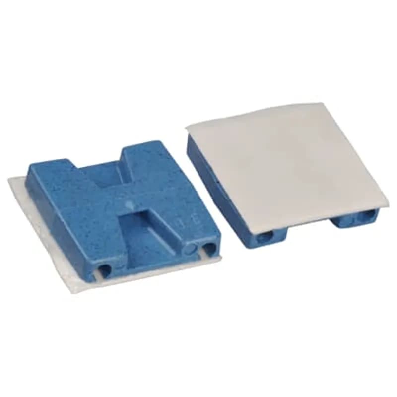 Two-Way Detectable Mounting Base, Detectable Blue Nylon 6.6 for Temperatures up to 65 Degrees Celsius (149 F), Length of 28.6mm (1.13 Inches), Width of 28.6mm (1.13 Inches), Height of 6.4mm (0.25 Inches), Self-Adhesive Mounting Method, 100 Pack