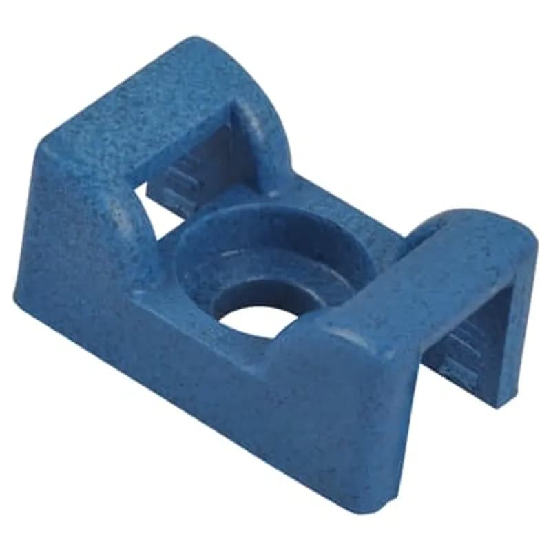 Saddle Support Mounting Base, Detectable Blue Nylon, Length of 23.4mm (0.92 Inch), Width of 14.2mm (0.56 Inch), Height of 10.67mm (0.42 Inch), Screw Mounting Method, #10 Pan Head Screw, Mounting Hole Size of 5.2mm (0.20 Inch), Bulk Pack