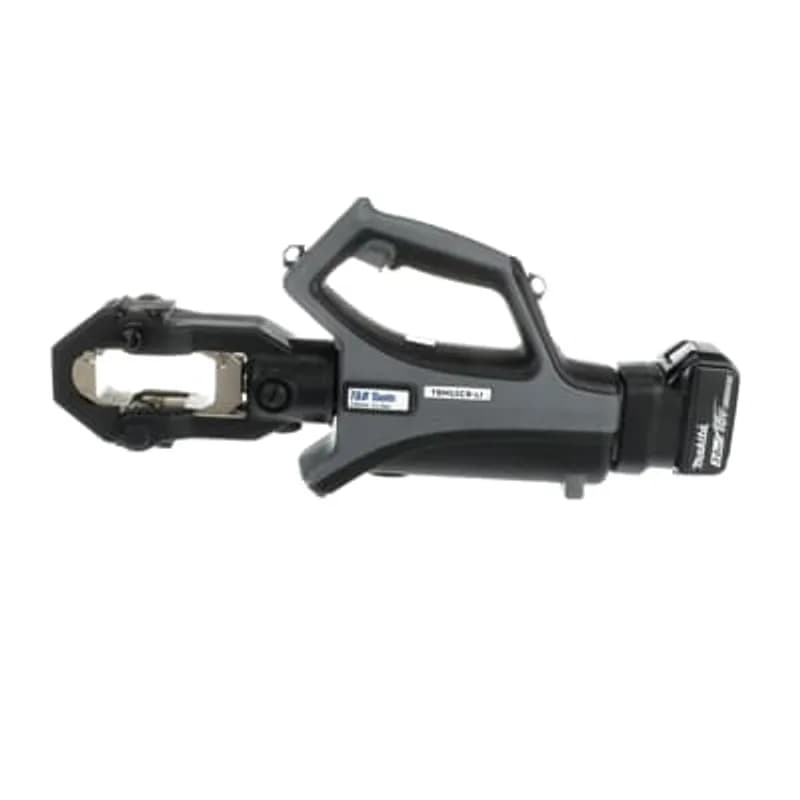 ABB - Installation Products TBM15CR-LI - 15-Ton Lithium-Ion Battery Closed Crimp Tool for Crimping #8-1500 kcmil Copper, #10-1250 kcmil Aluminum Connectors. 23.5 inch high x 3.5 inch wide x 10.5 inch high. Includes 18 V DC, 5.0 Ah Battery. Weight 19.8 pounds with Battery.