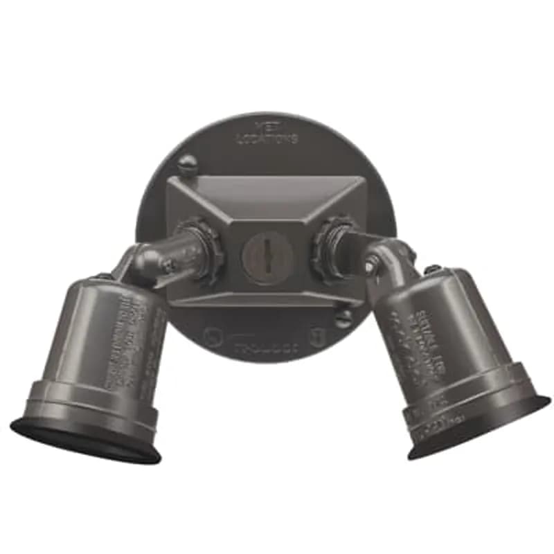 ABB - Installation Products S513BREG - 2 Lampholder with 3 Hole Round Cover with Gasket - Color Bronze, Depth 2.5 Inches, Width 5.25 Inches
