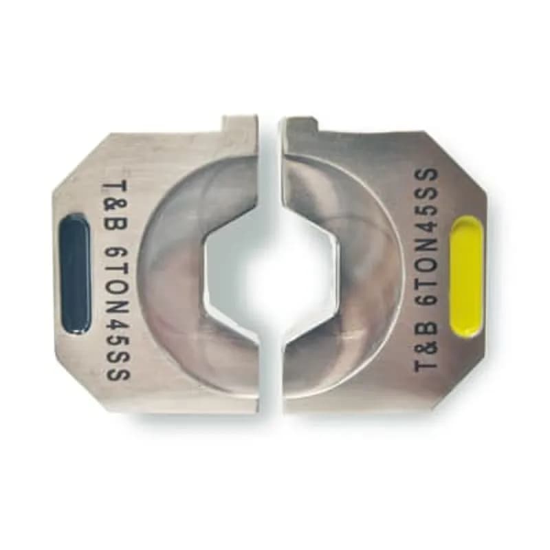 ABB - Installation Products 6TON45SS - Stainless Steel Hex Die for 6-Ton TBM6PCR-LI, TBM62PCR-LI, TBM62CR-LI and TBM6UNICR-LI Tools for 2/0 CU, #1 Al, Die Color Black, Gold, Die Code 45