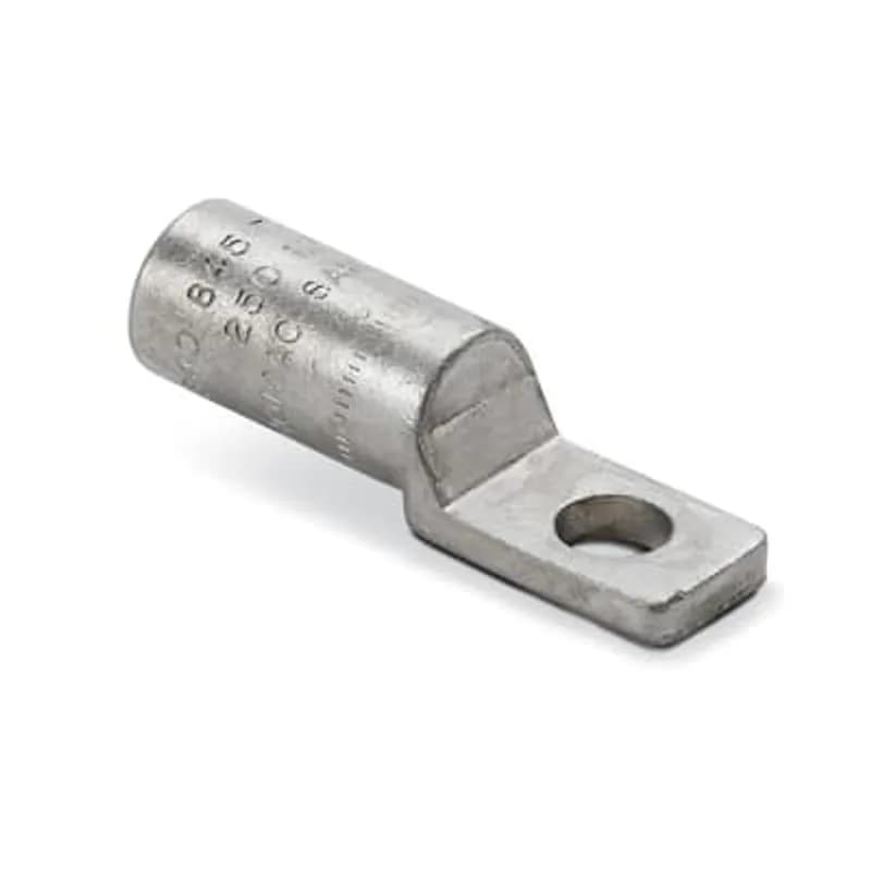 ABB - Installation Products SAKM 3/0-48 - Aluminum Meter Socket Lug - One-Hole - for 1/2 inch bolt, Wire Range 3/0 Stranded - Compresses, 4.0 Compact. Installing dies 840, 845, TX, 76, 249, 11A. Length 3-1/8 inch. One Hole Pad 9/16 inch Diameter. Pad 1-9/32 inch long x 1/4 inch thick. Barrel 1-3/4 inch. Oxide Inhibitor. Black Cap. Dual Rated for Aluminum and Copper Conductors