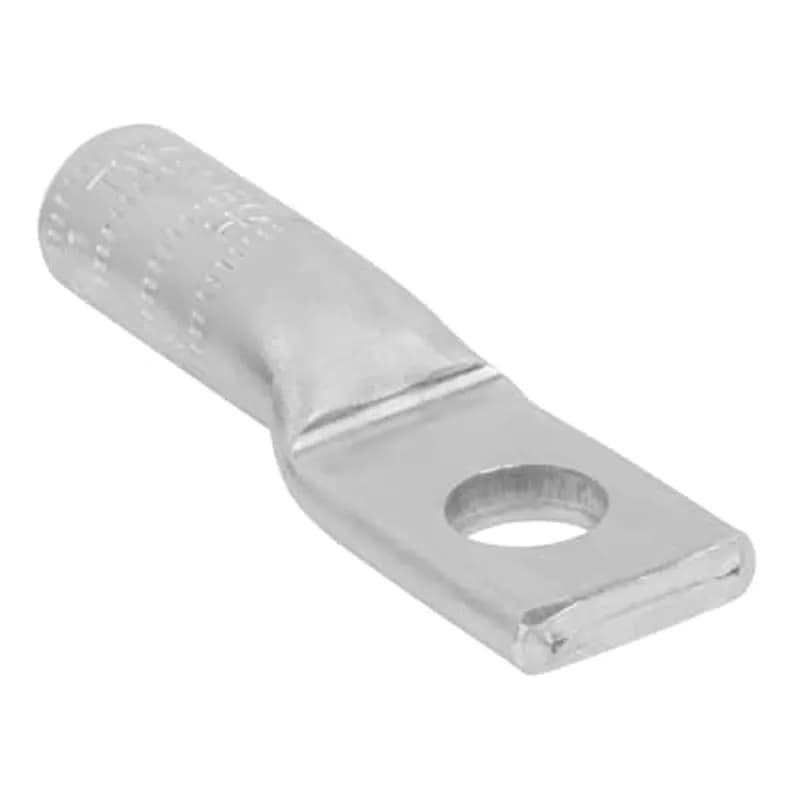 ABB - Installation Products AL 400-48 - Aluminum One-Hole NEMA Lugs - straight lug, 397.5 - 400 kcmil AL-CU, ACSR 336.4(26/7) and 397.5 (18/1), installing dies 96, 472, 655, 705, 1 1/8-1, 13A, Bolt hole Size 1/2 inch. Length 4-7/8 inch. Pad 1-5/8 inch wide x 1-1/4 inch long x 13/32 inch thick. (1) 17/32 inch Diameter Hole. Barrel 2-1/2 inch long x 1-3/16 inch Outside Diameter. Oxide Inhibitor. Green Cap.