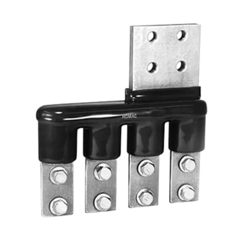 ABB - Installation Products FTN 175-4 R - Flood Seal Aluminum Transformer Spade Connector, Aluminum-Copper, Four 2-Hole Towers, Pad on Right hand side. 9.25 inch wide x 10.25 inch tall. 4-Hole Pad is 3.810 inch wide x 3.75 inch tall x .75 inch thick. Black PVC Coating. Includes 8 Screws for Towers.