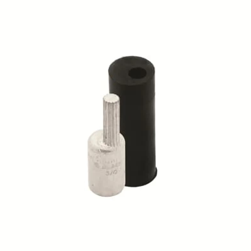 ABB - Installation Products OAPA-300 - Aluminum Solid Pin Terminals Offset Pin Style with Insulating EDPM Rubber Boot, Wire Size 300 kcmil, Overall Length 2.75 Inches (69.85mm), Tin Plated, Die Code 87, Brown