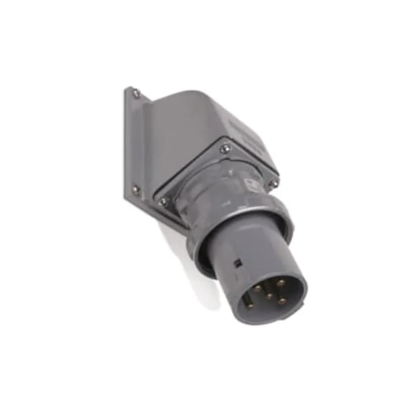 ABB - Installation Products DS3407MRA00 - Motor Inlet with Angle Adapter, Voltage 3 Phase 250V, Amperage 30A, 3 Poles 4 Wire, with Screw Cap