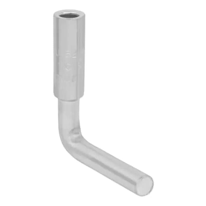 ABB - Installation Products AAPT 1/0-90 - Aluminum Compression Pin Terminal 1/0 Stranded Aluminum - Copper, Dies TU, 52, BG, 243, 5/8. Oxide Inhibitor. Yellow Cap. 90 Degree Bend. 5 inches before bend. 3 inch overall length after Bend. 5/8 inch Outside Barrel Diameter. Pin Length 2 inch x 7/16 inch Diameter with slightly tapered tip. Barrel 1-3/4 inch long.