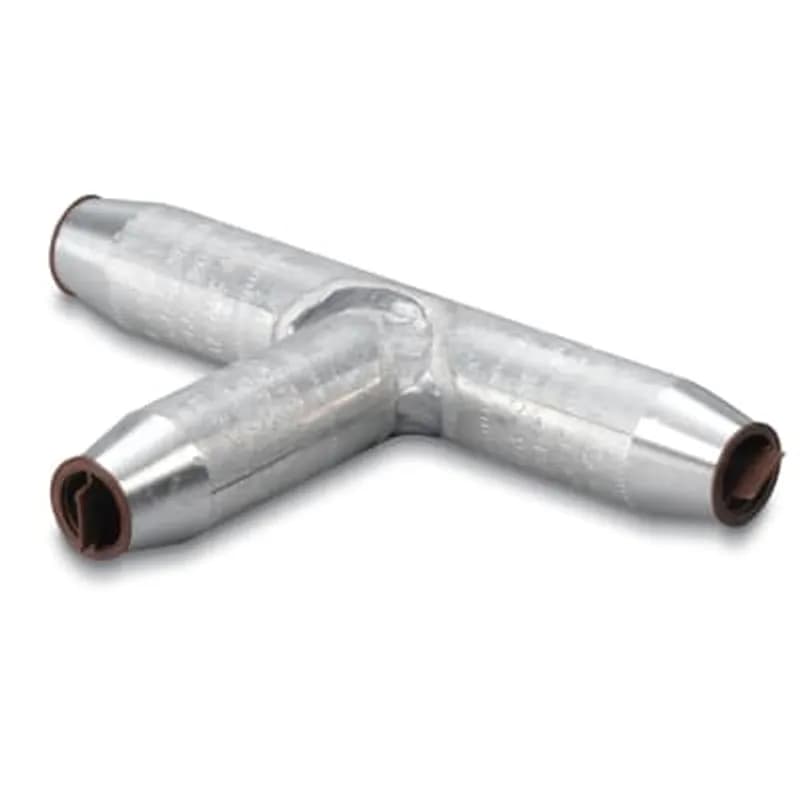 ABB - Installation Products ATT 350-350 - Aluminum Tapered Tee, Main 336.4-350 kcmil AL-CU, 266.8 (26/7), 336.4 (18/1), Tap 336.4-350 kcmil AL-CU, 266.8 (26/7), 336.4 (18/1). Main 3-1/8 inch, Taps 7 inch with Dimple at 3-1/2 inch. Dies 1 1/8-1, 96, 299, 13A, 655. Oxide Inhibitor. Brown Caps.