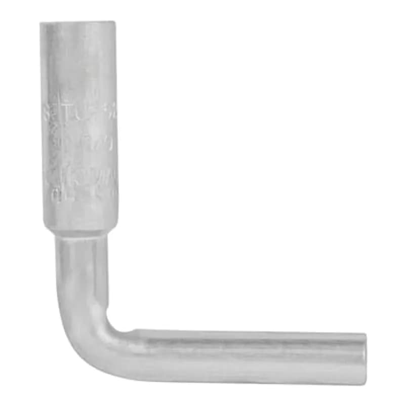ABB - Installation Products AAPT 2/0-90 - Aluminum Compression Pin Terminal 2/0 Stranded Aluminum - Copper. Dies TX, 76, 249, 840, 11A. Oxide Inhibitor. Gray Cap. 90 Degree Bend. 6.875 inches before bend. 4.090 inch overall length after Bend.