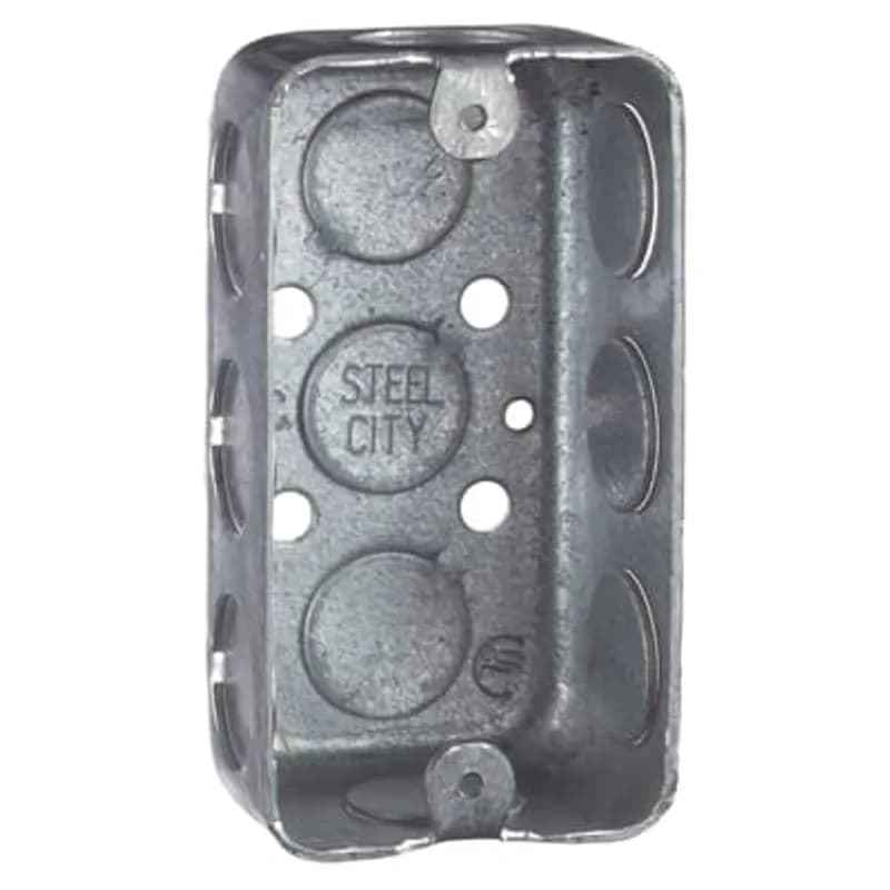 ABB - Installation Products 5835112-25R - One Gang Utility Box, 10.3 Cubic Inches, 4 Inches Long x 2-1/8 Inches Wide x 1-1/2 Inches Deep, 1/2 Inch Knockouts, Pre-Galvanized Steel, Drawn Construction, For use with Conduit, pack of 25, for Retail