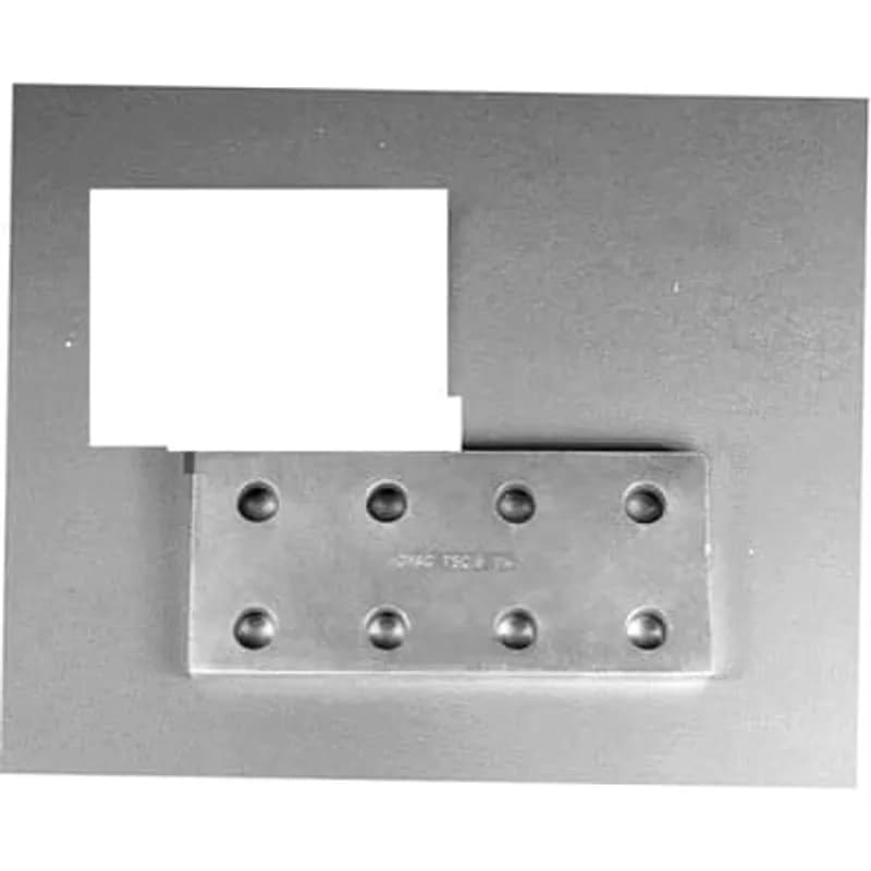 ABB - Installation Products TSC 22 CE - Tin Plated Copper, Spade Adapter, 6.5 inch long x 2.25 inch wide x .25 inch thick. Has two .562 inch diameter holes on one end and (2) 30 Degree Off-set Slotted Holes on other end.
