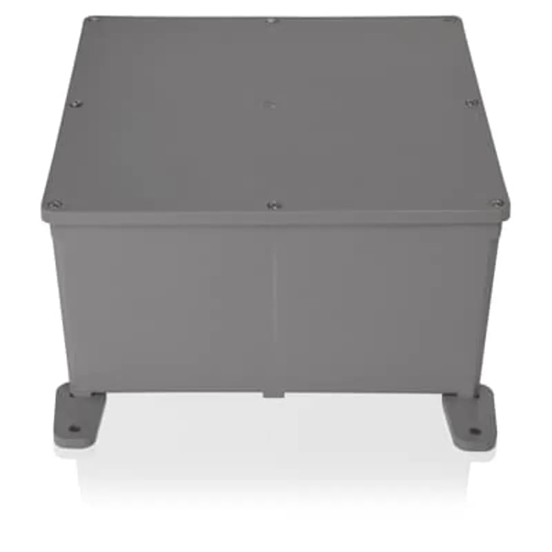 Non-metallic junction box cover with foam-in-place gasket, 8 inch x 8 inch.