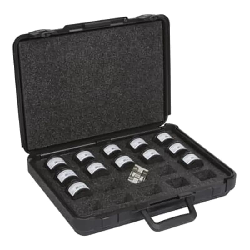 ABB - Installation Products 15500SS-K15 - 14 Ton Stainless Steel Hex Die Kit (#6 to 750 kcmil) for TBM12P, TBM14, and TBM15 Series Hydraulic Tools - Dies Include 24 (Blue), 29 (Gray), 33 (Brown), 37 (Green), 42 (Pink), 45 (Black/Gold), 50 (Orange/Tan), 54 (Purple/Olive), 62 (Yellow), 66 (White), 71 (Red), 76 (Blue), 87H (Brown), 94H (Green), 106H (Black) in Plastic Case.