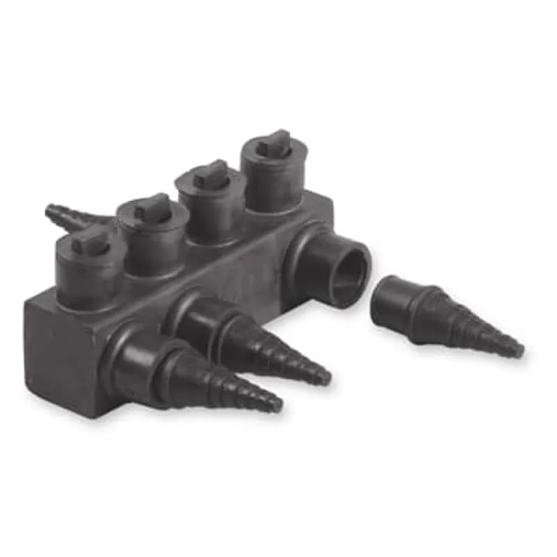 ABB - Installation Products RXL 600-31 C - Aluminum Flood-Seal Multi-Port EPDM Rubber Insulated Bus Connector - RXL 600 Series, Cable Range #6-600 kcmil, 4 Outlets - Side A has 3, Side B has 1. Oxide Inhibitor. 6.94 inch