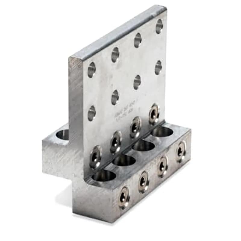 ABB - Installation Products ZBT 2027 - Aluminum Transformer Spade Connectors - ZBT Series - Double Row Mounting Holes, cable range 1/0-750, mounting holes 4 outlets 4. 6-3/8 inch x 3-1/16 inch x 3 inch