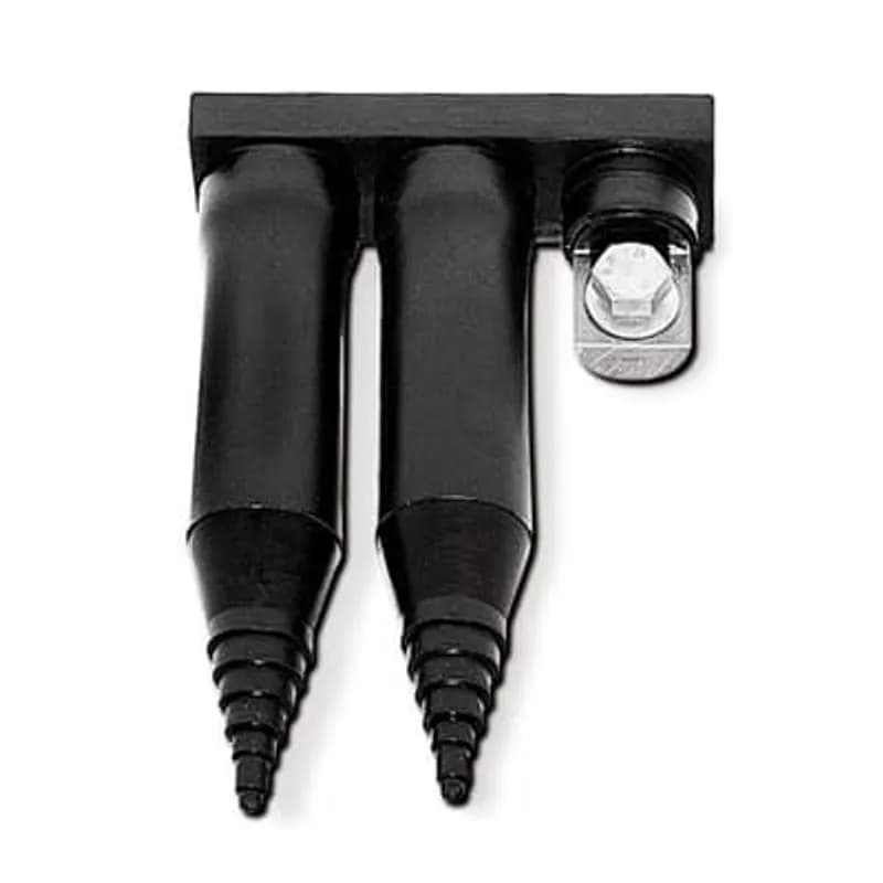 ABB - Installation Products FS 5-125 - Aluminum Flood-Seal 125 Series Connectors - one-way configuration, one-bolt design, length 9-1/8 inch, outlets 5, with (5) Insulating Rockets and (5) Screws.