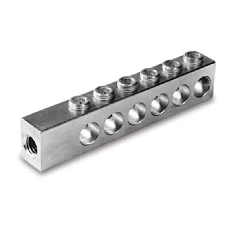 ABB - Installation Products ABS 8350 C - Aluminum Screw-On Transformer Connectors - ABS In-line, single-line bar, cable range 12-350, length 9-1/4 inch, boot no. SB 14, stud size 5/8, outlets 8, Oxide Inhibitor