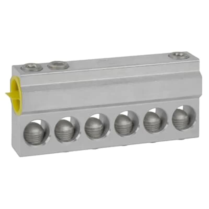 ABB - Installation Products RAU 6500 C W/COVER - Aluminum Universal Quick Disconnect Transformer Connectors - RAU Series, cable range 6-500, insulator length 6-7/8 in, outlets 6, with Oxide Inhibitor and Cover.
