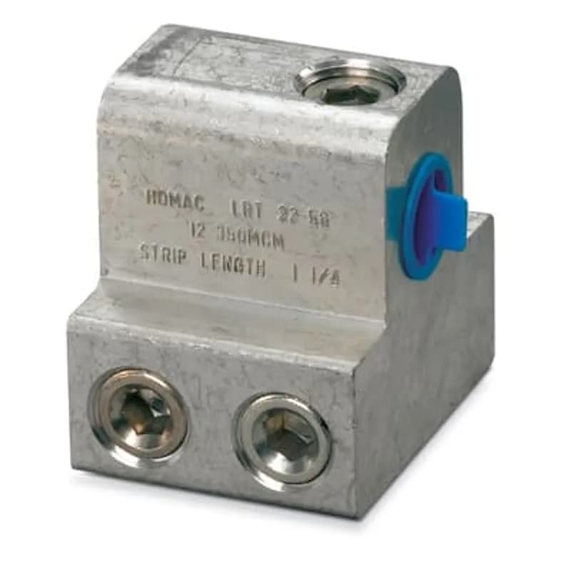 ABB - Installation Products LRT 22-58 - Aluminum Quick Disconnect Transformer Connectors, LRT Series - bare bar, cable range 12-350, length 2 inch, height 2-1/2 inch, width 2-1/2 inch, stud size 5/8, outlets 4
