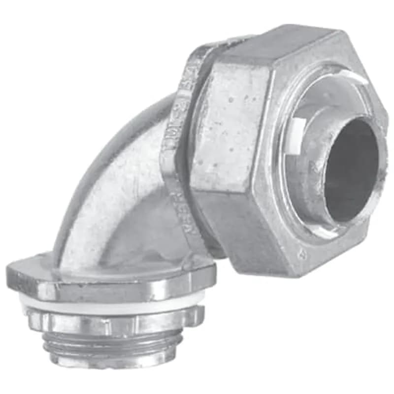 ABB - Installation Products CI6712-IT - Fitting, Insulated 90 Degree Liquidtight, Trade Size 1-1/2 Inch, Knockout Size 1-1/2 Inch, Length 5.04 Inches, Width 4.21 Inches, Thread Length 0.71 Inch, Zinc Alloy.