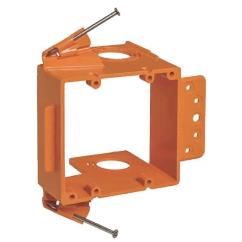 Two gang non-metallic low voltage backless bracket, Length 7.23, Width 5.64 Inches, Depth 3.15 Inches
