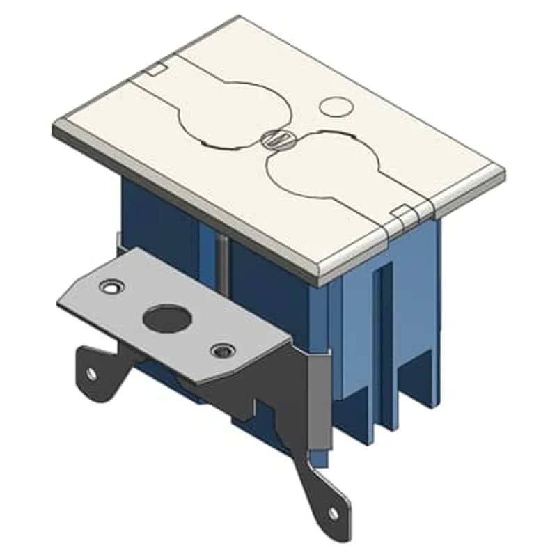 1-Gang 20 Cubic Inch Non-Metallic Adjust-A-Box Residential Floor Box Kit with Tamper-Resistant Duplex Receptacle and Ivory Cover