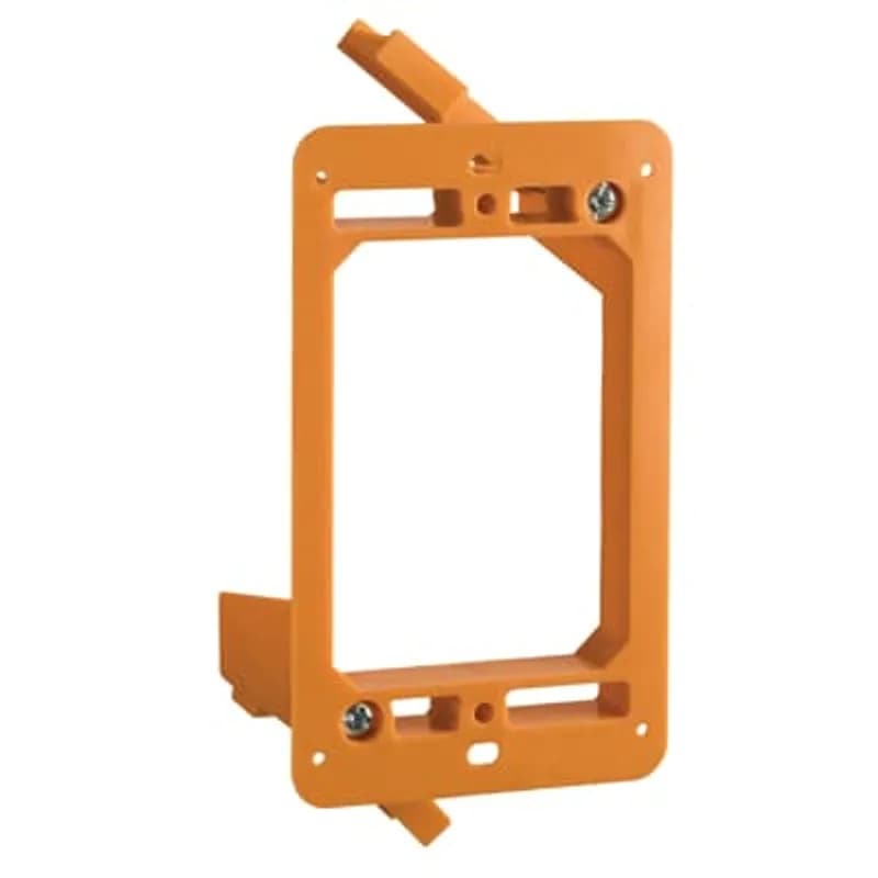 One-Gang Low-voltage Old Work Bracket, Length 4.32 Inches, Width 2.52 Inches, Depth 1.66 Inches, Color Orange, Material Non-Metallic