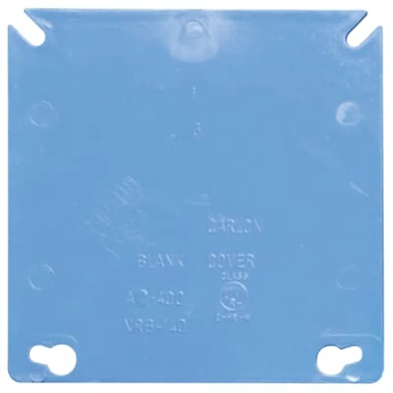 Two-Gang Blank Box Cover, 4 Inches Square, Color Blue, Material Non-Metallic