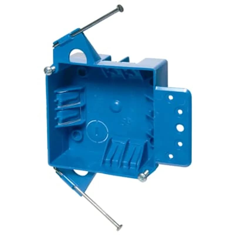 ABB - Installation Products B418AR-UPC - Square New Work Outlet Box, Volume 18 Cubic Inches, Length 4 Inches, Width 4 Inches, Depth 1-5/8 Inch, Color Blue, Material Thermoplastic, Mounting Means Captive Nails