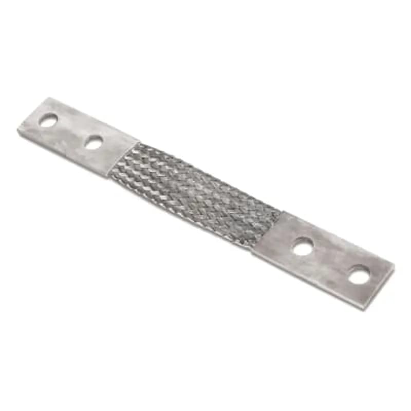 ABB - Installation Products FBS2H040A1-12 - 2-Hole NEMA Flexible Jumper Braid - Number of Braids in Assembly 1, Width 1-1/2 Inch, Ferrule Length 3-1/2 Inch, Distance Between Holes S 1-3/4 Inch, Distance from Hole to End of Ferrule E 5/8 Inch, Hole 9/16 Inch, T 3/16 Inch, Length 12 Inches