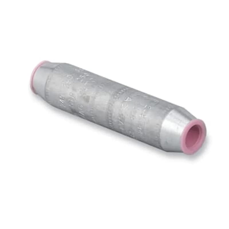 ABB - Installation Products 3010-1 - High Voltage, Aluminum Tapered Compression Splice Reducer, 1/0 Stranded AL-CU to 2 Stranded AL-CU, 4-1/2 inch Long. Installing Dies TX, 76, 249, 840, 11A. Center Stop. Oxide Inhibitor. Yellow Cap. Red Cap.
