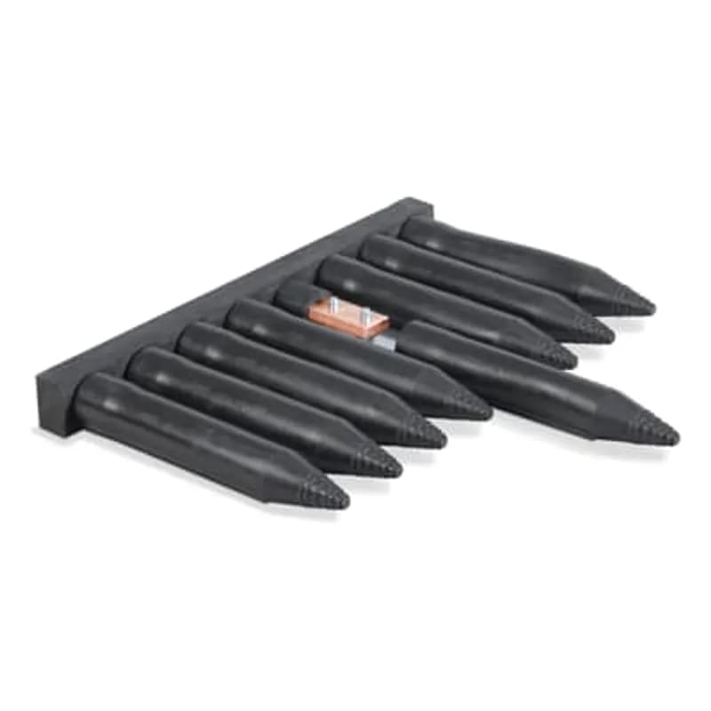 ABB - Installation Products FS 175-8 CE - Flood Seal, Aluminum Bus Connector, 1/0 - 1000 KCMIL, Aluminum and Copper, Bolt 1/2 inch, Eight Tower, Length 22-3/4 inch. Includes (2) 1/2 inch x 1-3/4 inch Stainless Steel Studs, (8) Spacers, (16) Stainless Steel Belleville Washers, (16) Screws, (8) Insulating Rockets and Silicon Grease. Studs Assembled with Loctite.