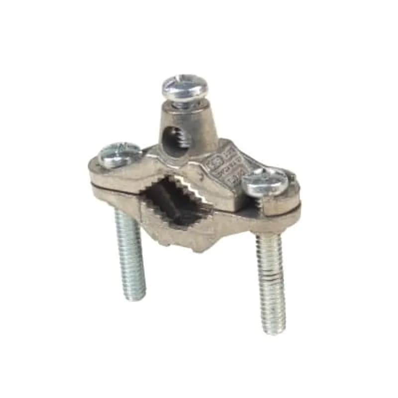 ABB - Installation Products CI3106 - Ground Clamp (Zinc Alloy Body/Steel Screw) - Water Pipe Size 1/2 to 1 inch, Wire Size 10 Solid - 2 Stranded, Galvanized Steel 5/8 to 1 Reversible