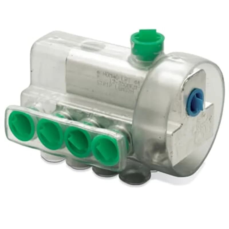 ABB - Installation Products LRT 33 UX - Aluminum Universal Quick Disconnect Transformer Connectors - LRT-UX Series, fully insulated, cable range 12-350, length 4 in, height 4-3/8 in, stud size 5/8 & 1, outlets 6