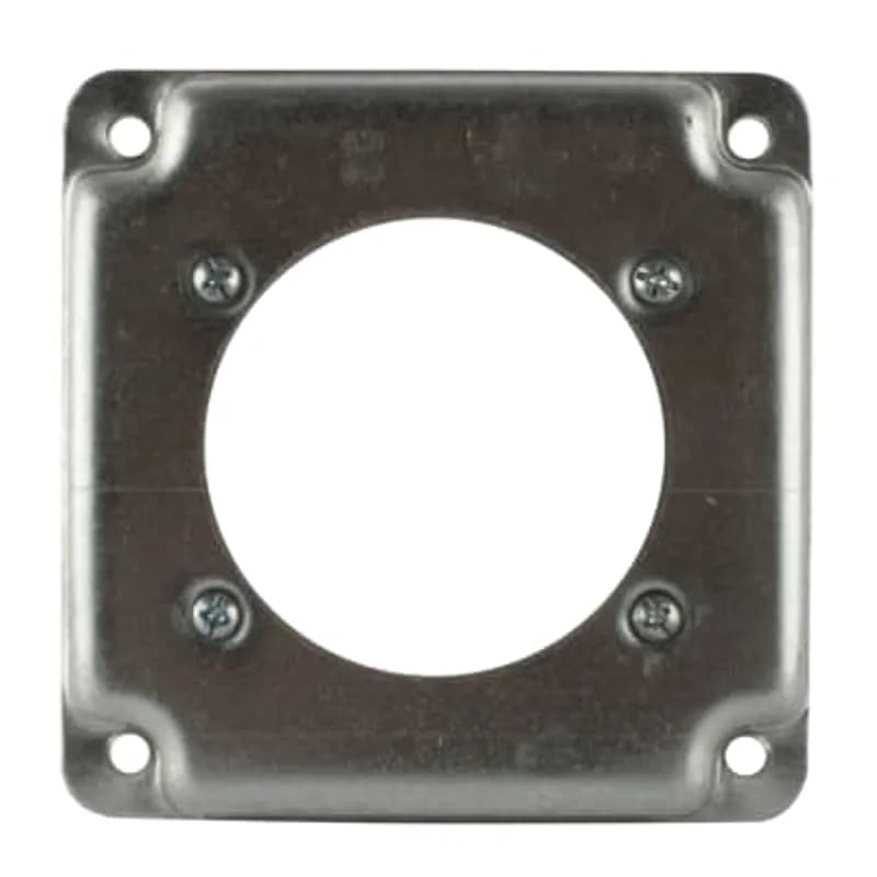 Square Box Surface Cover, 5 Cubic Inches, 4 Inch Square x 1/2 Inch Deep, 2-15/32 Inch Diameter Hole, Galvanized Steel, pack of 10, for Retail