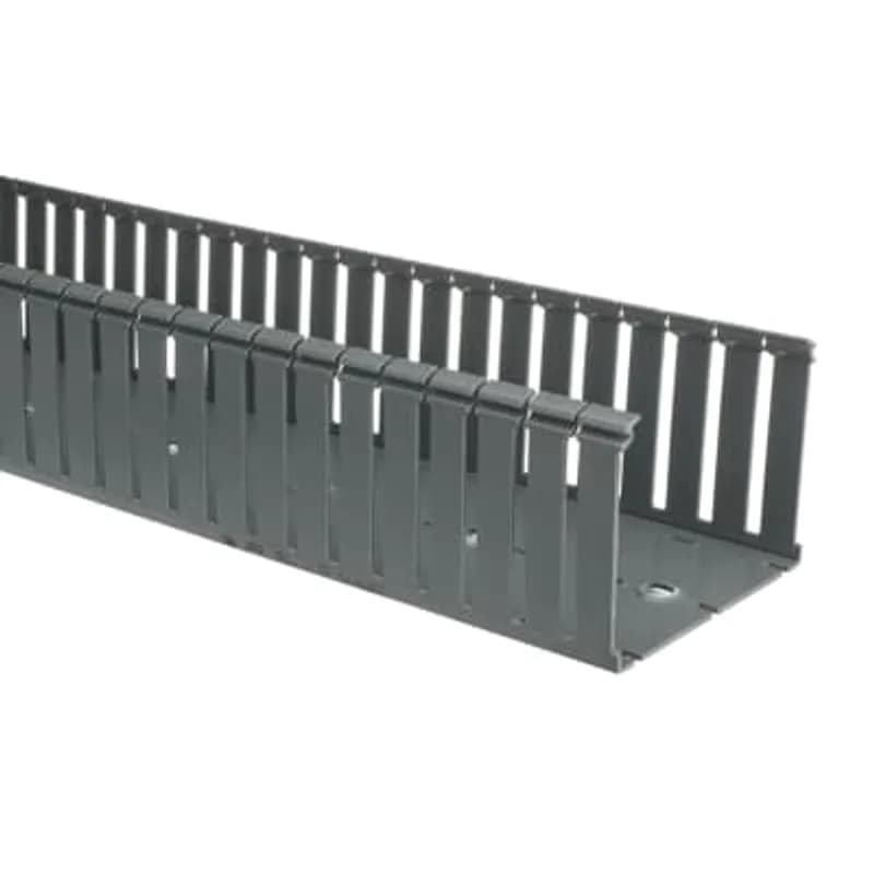 Wiring Duct Wide Slot, 6 Inches x 4 Inches, Gray PVC
