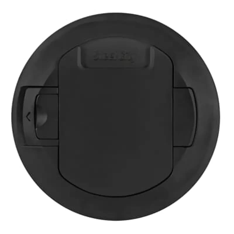 Recessed Poke-Through Cover, 8 Inch Diameter, Flange Thickness 0.375 Inches, Material Black Powder Coated Aluminum