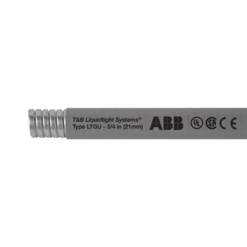 ABB - Installation Products LTGUS06G-B - Liquid Tight Flexible Metallic Conduit, General Purpose, Galvanised Steel Core with PVC Jacket, Conduit Size 1-1/2 Inch, Length 15 Meters/50 Feet, Working Temperature -30 to 80 Degrees C, UL E125517, CSA LR-72635, Compliant to RoHS, Gray