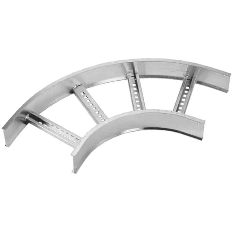 ABB - Installation Products SHUF324VHB9012G - Hot-dipped galvanized steel one-piece tray fitting 3-5/8 inches side rail height 24 inches width ventilated horizontal bend 90 degree 12 inches radius with ground hole
