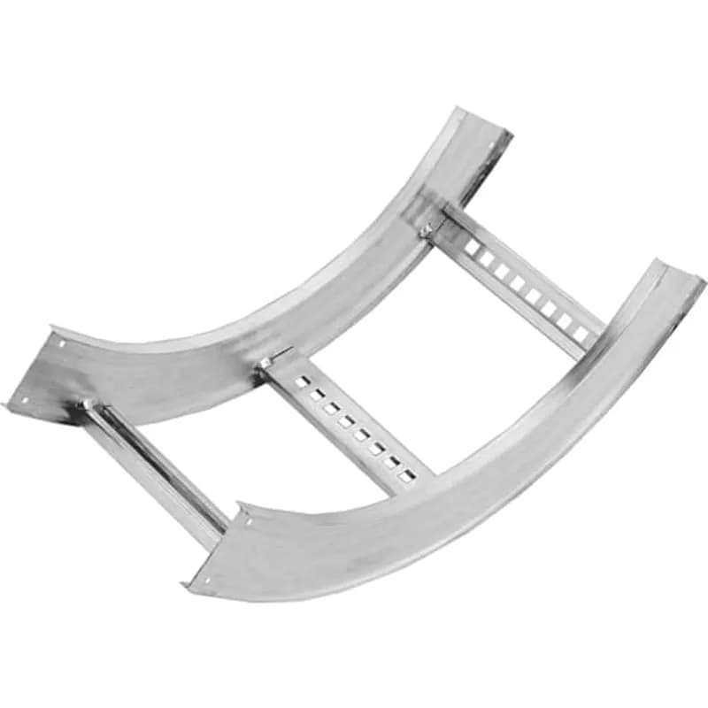 ABB - Installation Products SHUF318VVI9012G - Hot-dipped galvanized steel one-piece tray fitting 3-5/8 inches side rail height 18 inches width ventilated vertical inside bend 90 degree 12 inches radius with ground hole
