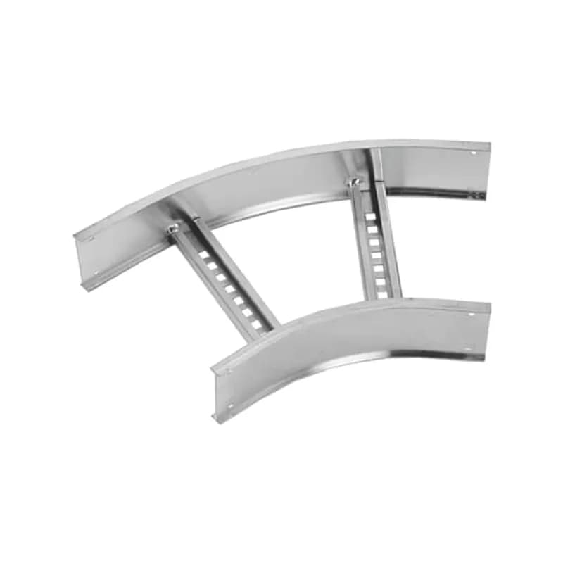 ABB - Installation Products SHUF324VHB4524G - Hot-dipped galvanized steel one-piece tray fitting 3-5/8 inches side rail height 24 inches width ventilated horizontal bend 45 degree 24 inches radius with ground hole
