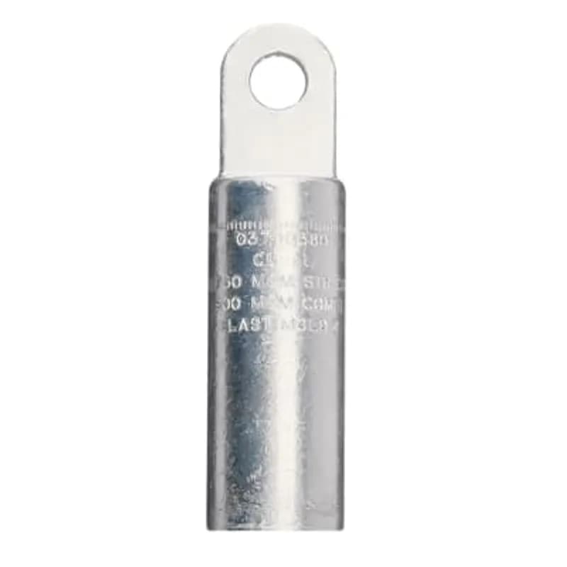 ABB - Installation Products 03700380-SRP - 15/25/35kV 600 Amp Series Deadbreak Compression Lug (Tin-Plated Aluminum). Conductor Size kcmil Compressed/Stranded 700/750 or Compacted/Solid 900. SRP. Length 5.94 inches. Diameter 1.38 Inches. 1-Hole Pad, .50 inch Thick. Hole Size .688 inch Diameter.