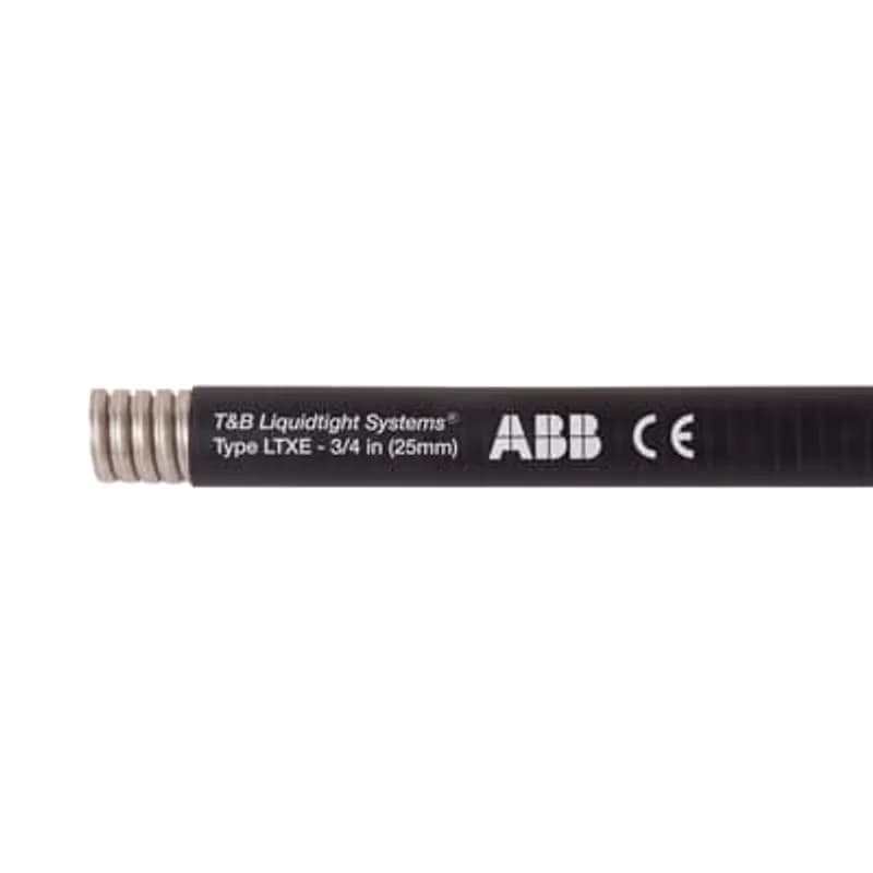 ABB - Installation Products LTXES02B-K - Liquid Tight Flexible Metallic Conduit, Extreme Temperature Range, Galvanised Steel Core with TPR Jacket, Conduit Size 1/2 Inch, Length 150 Meters/500 Feet, Working Temperature -60 to 150 Degrees C, Intermitting to 165 Degrees C, Compliant to RoHS, Black